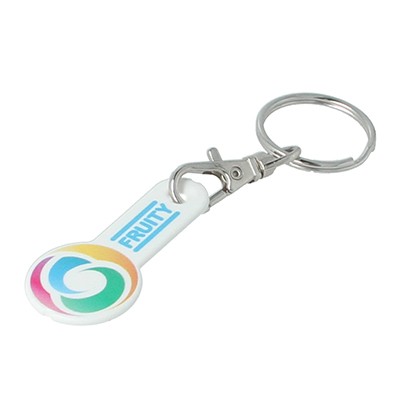 UK-MADE TROLLEY COIN KEYRING STICK FROM 100% RECYCLED PLASTIC