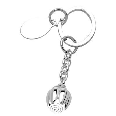 WHITE METAL TULIP KEYRING in Silver
