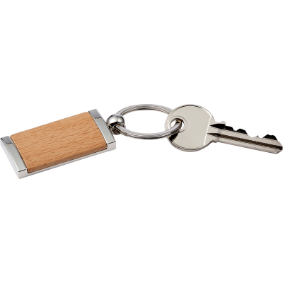 WOOD KEYRING in Brown