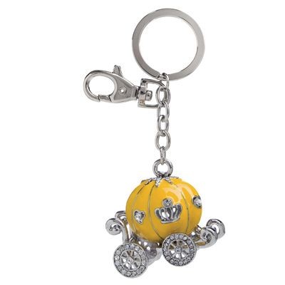 YELLOW CARRIAGE METAL KEYRING with Crystals