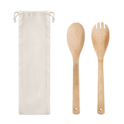 SET BAMBOO UTENSILS SALAD in Brown