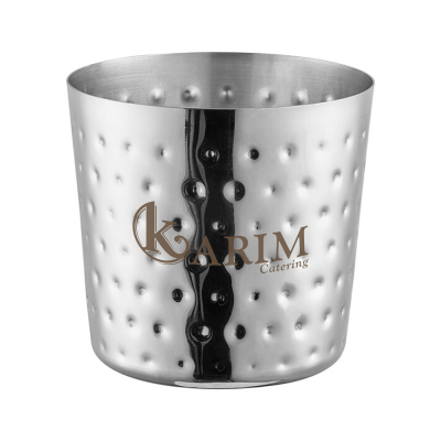 STAINLESS STEEL METAL SERVING CUP HAMMERED EFFECT (8,5X8,3CM)