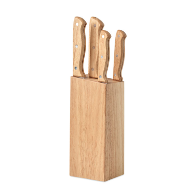 5 PIECE KNIFE SET in Base in Brown