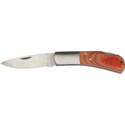 FOLDING KNIFE with Wood Handle in Brown