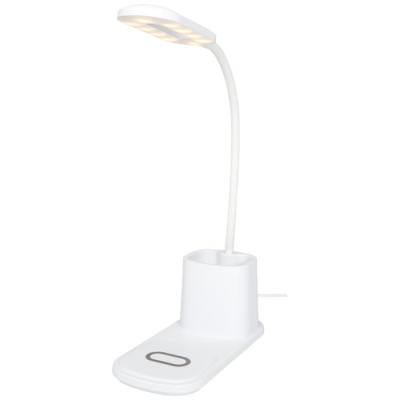 BRIGHT DESK LAMP AND ORGANIZER with Cordless Charger in White