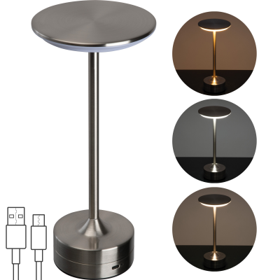 STAINLESS STEEL METAL TABLE LAMP in Silvergrey 