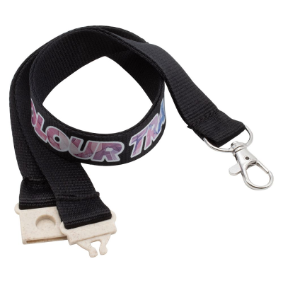 20MM FLAT RECYCLED PET LANYARD in Black (Uk Stock)