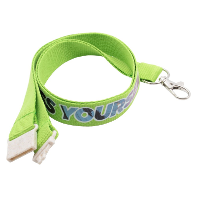 20MM FLAT RECYCLED PET LANYARD in Green PMS 368 (Uk Stock)
