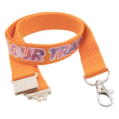 20MM FLAT RECYCLED PET LANYARD in Orange PMS 021 (Uk Stock)