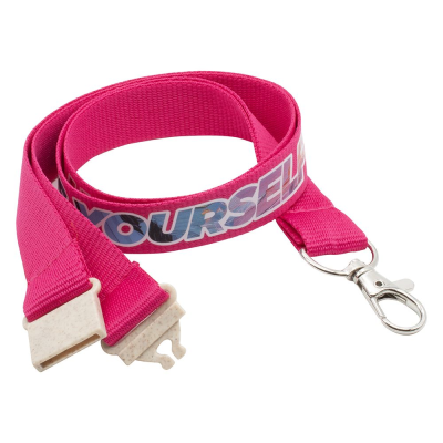 20MM FLAT RECYCLED PET LANYARD in Process Magenta (Uk Stock)