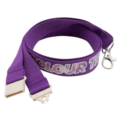 20MM FLAT RECYCLED PET LANYARD in Purple PMS 268 (Uk Stock)