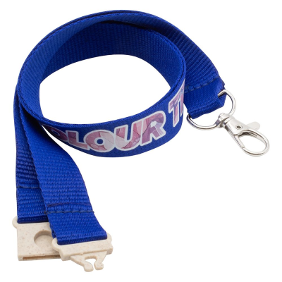 20MM FLAT RECYCLED PET LANYARD in Reflex Blue (Uk Stock)