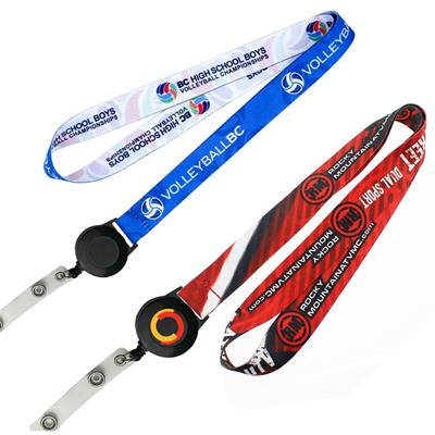 3 & 4 INCH DYE SUBLIMATION LANYARD with Retractable Badge Reel Combo