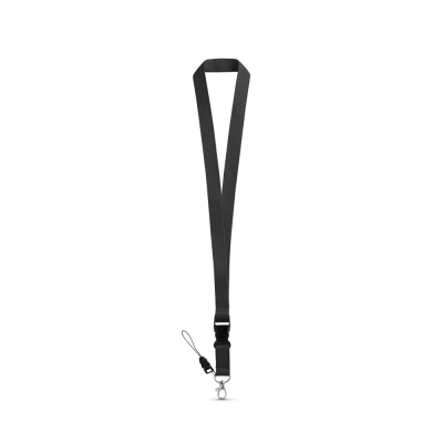 ANQUETIL POLYESTER LANYARD with Metal Carabiner in Black