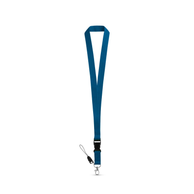 ANQUETIL POLYESTER LANYARD with Metal Carabiner in Blue
