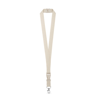 BALLINA 100% COTTON LANYARD with Metal Carabiner in Light Natural