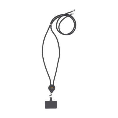 LACE LANYARD GRS RPET 0,5 CM PHONE KEYCORD in Black