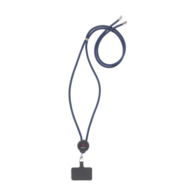 LACE LANYARD GRS RPET 0,5 CM PHONE KEYCORD in Navy - PROMOTIONAL CORPORATE GIFT