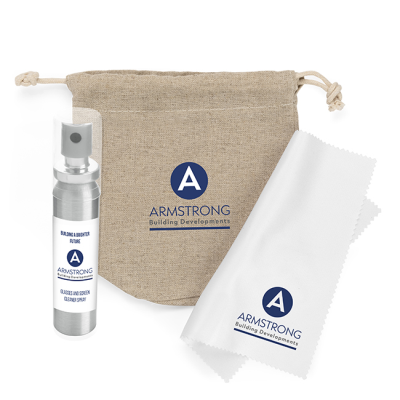 GLASSES & SCREEN CLEANING SET in a Hemp Bag (Printed Bag)