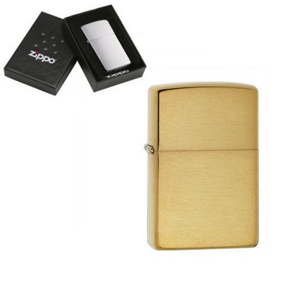 GENUINE ZIPPO LIGHTER in Brushed Brass Finish