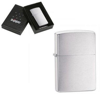 GENUINE ZIPPO LIGHTER in Brushed Silver Chrome