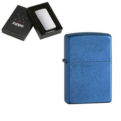 GENUINE ZIPPO LIGHTER in Cerulean Blue Finish