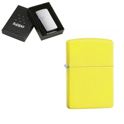 GENUINE ZIPPO LIGHTER in Neon Fluorescent Yellow