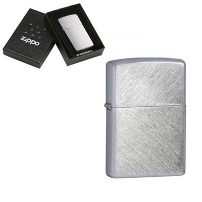 GENUINE ZIPPO LIGHTER in Silver Chrome Herringbone Sweep Brushed Finish