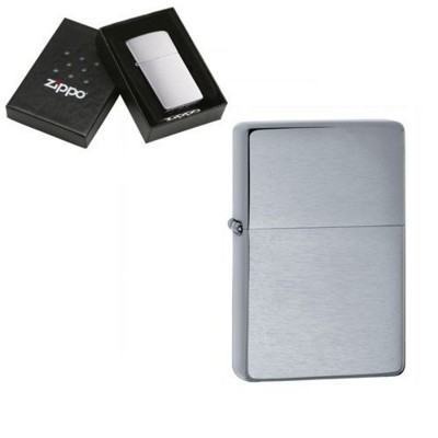 GENUINE ZIPPO LIGHTER in Vintage Brushed Silver Chrome Finish