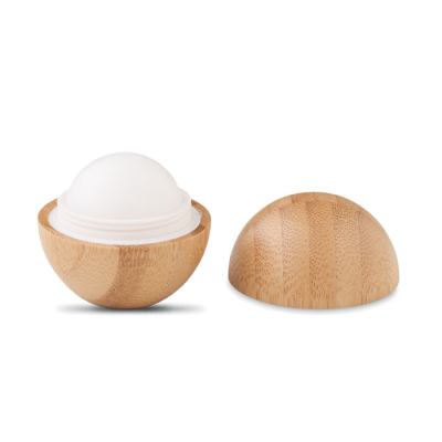 LIP BALM in Round Bamboo Case in Brown