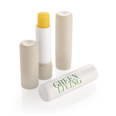 LIP BALM STICK WHITE RECYCLED CONTAINER& CAP (UK PRINTED)
