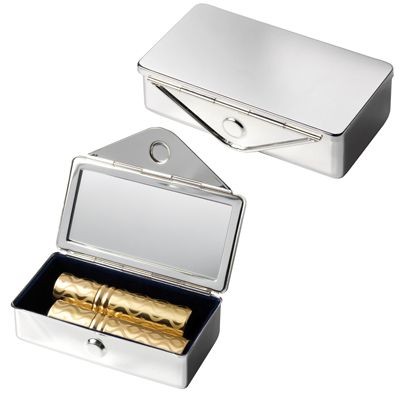 SILVER METAL LIPSTICK HOLDER with Mirror