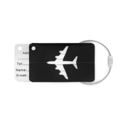 ALUMINIUM METAL LUGGAGE TAG in Black