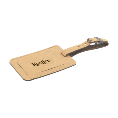 BONDED LEATHER LUGGAGE TAG in Taupé