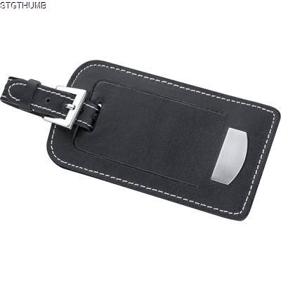 DELUXE LEATHER LUGGAGE TAG in Black