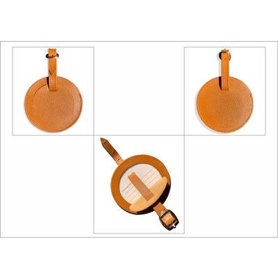 ROUND LUGGAGE TAG in Genuine Grained Leather
