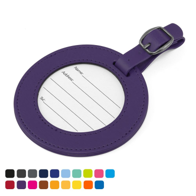 ROUND LUGGAGE TAG with Clear Transparent Window to Show Details Card