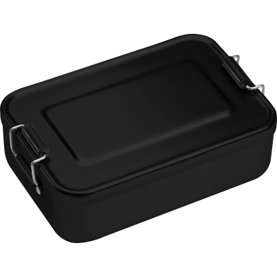 ALUMINIUM LUNCH BOX with Closure in Black