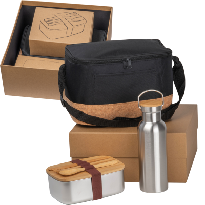 GIFT SET with Drink Bottle, Lunch Box & Jute Cool Bag in Multicolored