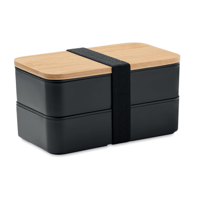 LUNCH BOX in PP & Bamboo Lid in Black