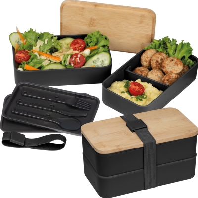 LUNCH BOX with Two Compartments in Black