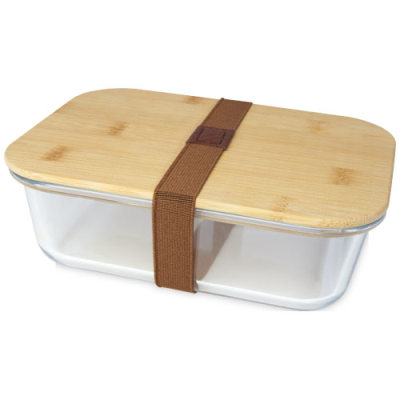 ROBY GLASS LUNCH BOX with Bamboo Lid in Natural & Clear Transparent Clear Transparent