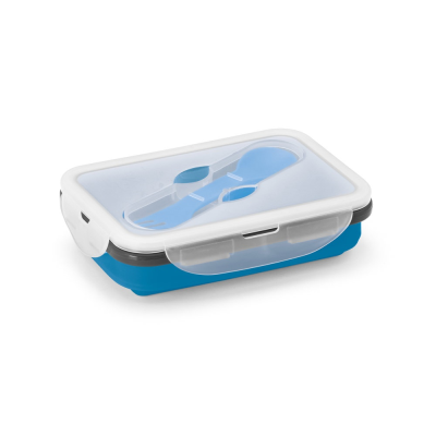 SAFFRON LUNCH BOX RETRACTABLE HERMETIC BOX in Silicon & PP 640 Ml in Blue