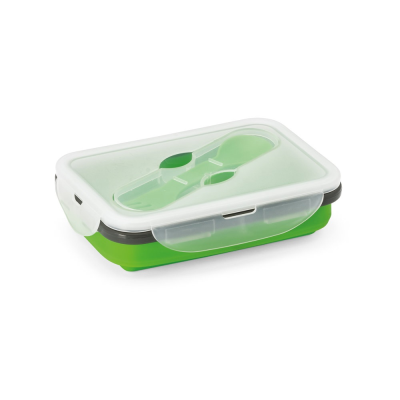 SAFFRON LUNCH BOX RETRACTABLE HERMETIC BOX in Silicon & PP 640 Ml in Pale Green
