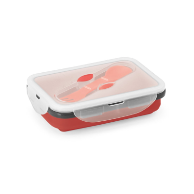 SAFFRON LUNCH BOX RETRACTABLE HERMETIC BOX in Silicon & PP 640 Ml in Red