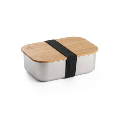SHINO LUNCH BOX STAINLESS STEEL METAL LUNCH BOX with Bamboo Lid in Natural