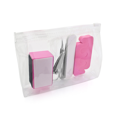 6 PIECE MANICURE SET in a Eva Slide Clear Transparent Zippered Toiletry Bag