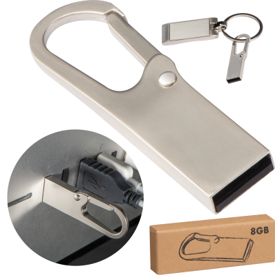 METAL USB STICK with Carabiner-8gb