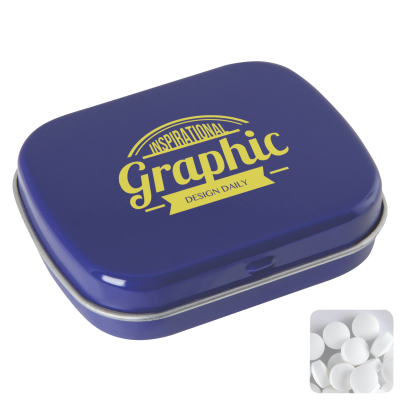 FLAT HINGED TIN with Dextrose Mints in Blue