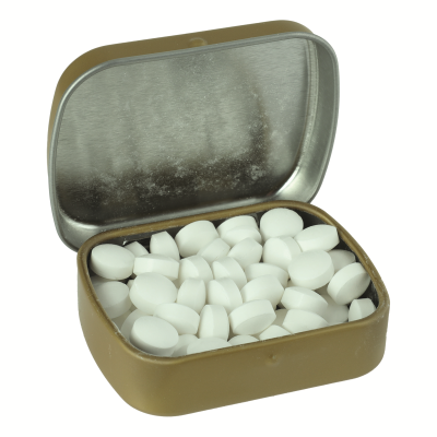 FLAT HINGED TIN with Dextrose Mints in Gold